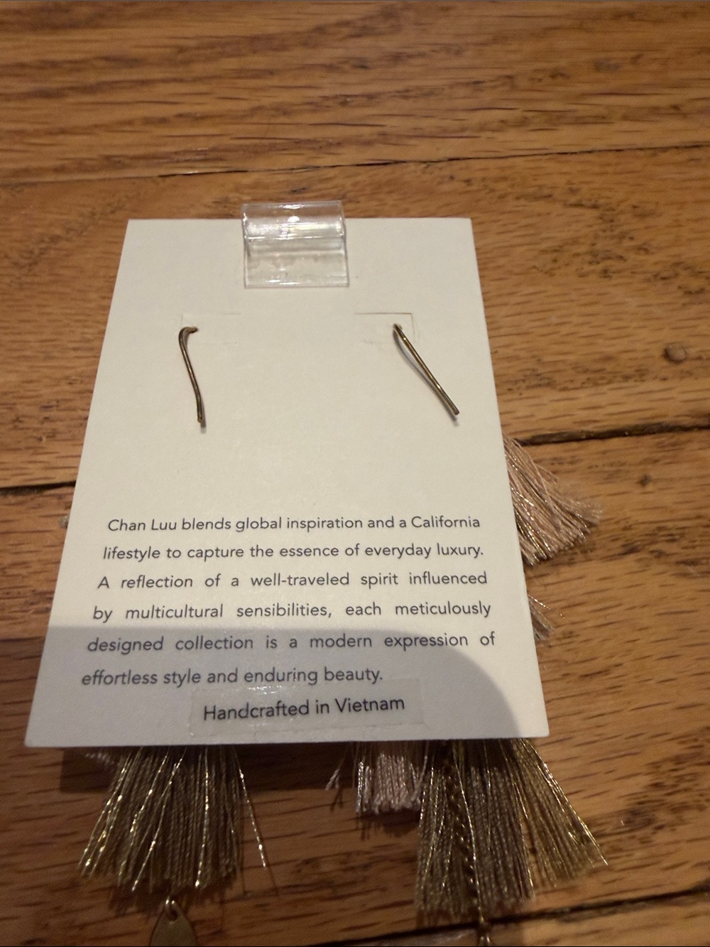 Chan Luu Multi-Tone Beige and Gold Layered Tassel Earrings - Picture 3 of 3